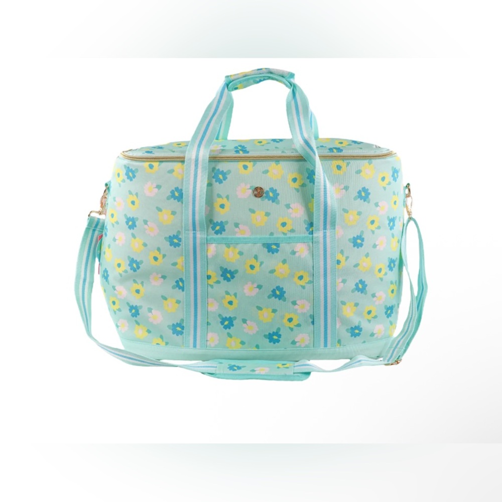 Simply Southern Flower Aqua Blue Cooler Tote Soft Bag Removable Shoulder Strap